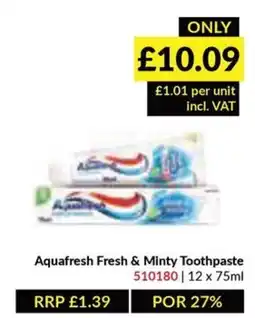 Musgrave MarketPlace Aquafresh Fresh & Minty Toothpaste offer