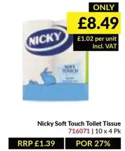 Musgrave MarketPlace Nicky Soft Touch Toilet Tissue offer