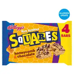 Iceland Kellogg’s Rice Krispies Squares Honeycomb &Chocolate flavour Cereal Bars, 4x33g offer