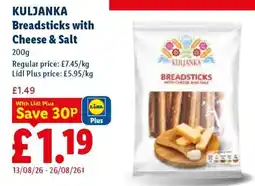 Lidl Kuljanka Breadsticks with Cheese & Salt offer
