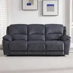 Costco Belagio Blue Fabric Power Recliner 3 Seater Sofa offer