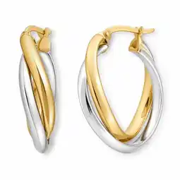 Costco 14ct Yellow & White Gold Wave Hoop Earrings offer