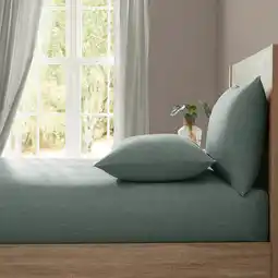 Costco Lazy Linen 100% Washed Green Linen Fitted Sheet in 3 Sizes offer