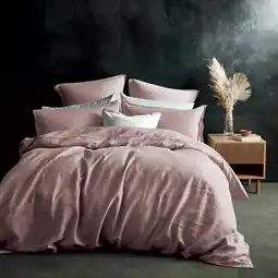Costco Lazy Linen 100% Washed Pink Linen Duvet Cover Set in 3 Sizes offer