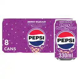 Iceland Pepsi Zero Sugar Cherry & Vanilla Flavour 8 x 330ml offer