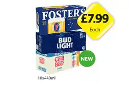 Londis Fosters, Bud Light, Brewdog Cold Beer offer