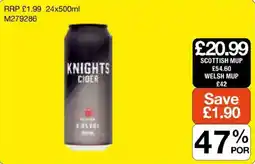 Booker Wholesale Knights cider offer