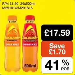 Booker Wholesale Lucozade energy orange original offer