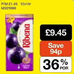 Booker Wholesale Ribena blackcurrant drink offer