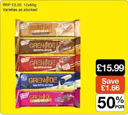 Booker Wholesale Grenade protein bars offer