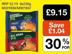 Booker Wholesale Dorset's chicken mushroom pie offer