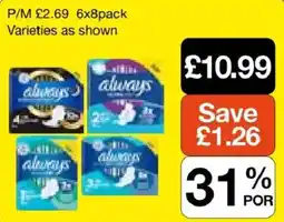 Booker Wholesale Always sanitary pads offer