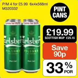 Booker Wholesale Carlsberg Pilsner offer