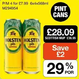 Booker Wholesale Holsten pils pint cans offer
