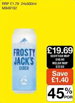 Booker Wholesale Frosty Jack's cider offer