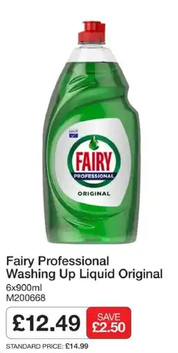 Booker Wholesale Fairy Professional Washing Up Liquid Original offer