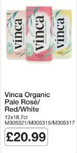 Booker Wholesale Vinca organic pale rosé/red/white offer