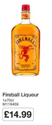 Booker Wholesale Fireball Liqueur offer