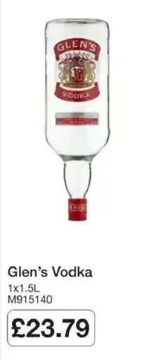 Booker Wholesale Glen's Vodka offer