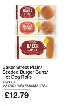 Booker Wholesale Baker Street plain seeded burger buns hot dog rolls offer