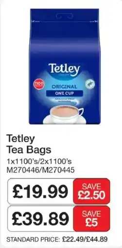 Booker Wholesale Tetley tea bags offer