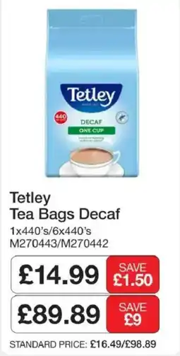 Booker Wholesale Tetley Tea Bags Decaf offer