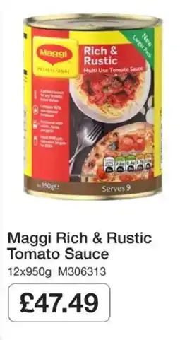 Booker Wholesale Maggi rich & rustic tomato sauce offer
