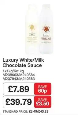 Booker Wholesale Simply luxury white/milk chocolate sauce offer