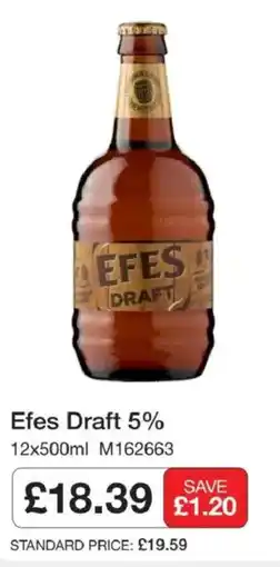 Booker Wholesale Efes draft offer