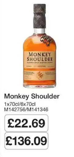Booker Wholesale Monkey Shoulder offer