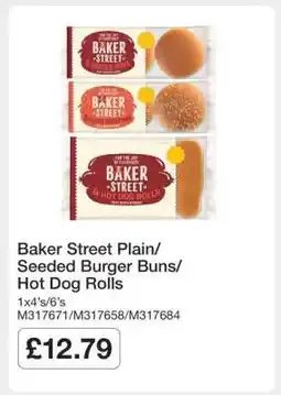 Makro Baker Street Plain/Seeded Burger Buns/Hot Dog Rolls offer