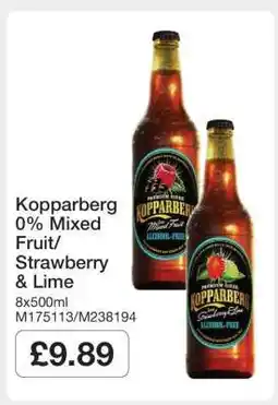Makro Kopparberg 0% Mixed Fruit/Strawberry & Lime offer