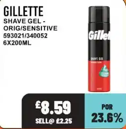 Bestway Gillette shave gel - orig/sensitive offer
