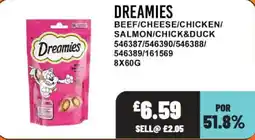 Bestway Dreamies beef cheese chicken salmon chick duck offer