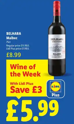 Lidl Belhara Malbec offer