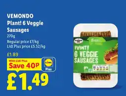 Lidl Vemondo plant! 6 veggie sausages offer