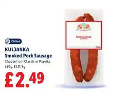 Lidl Kuljanka smoked pork sausage offer
