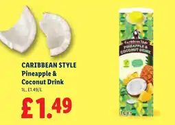 Lidl Caribbean style pineapple & coconut drink offer