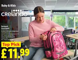 Lidl Crelando backpack assortment offer