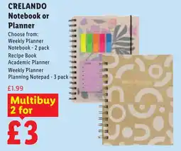 Lidl Crelando notebook or planner offer