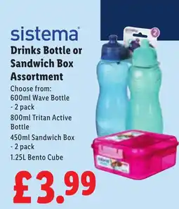 Lidl Sistema drinks bottle or sandwich box assortment offer