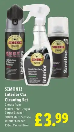 Lidl Simoniz interior car cleaning set offer