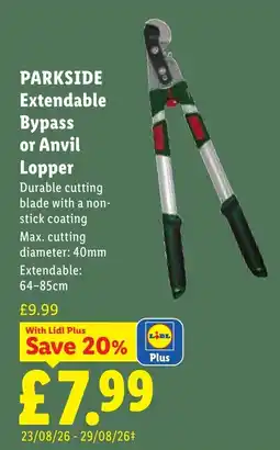 Lidl Parkside extendable bypass or anvil lopper offer