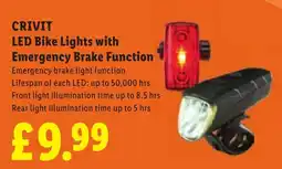 Lidl Crivit led bike lights with emergency brake function offer