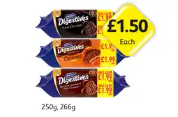 Londis McVities Digestives Dark Chocolate, Caramel, Milk Chocolate offer