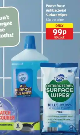 Aldi Power Force antibacterial surface wipes offer