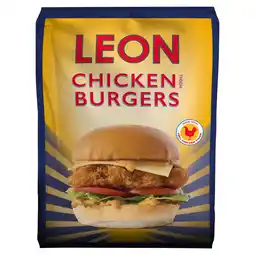 Iceland LEON Chicken Thigh Burgers 460g offer