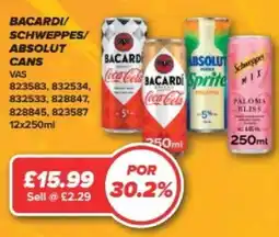 Bestway Bacardi Schweppes Absolut Cans offer