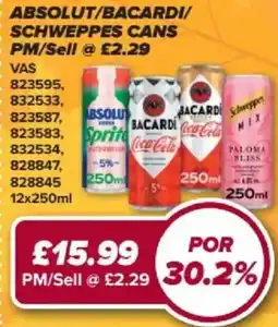 Bestway Absolut/Bacardi/Schweppes cans offer