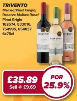 Bestway Trivento malbec/pinot grigio/reserve malbec rose/pinot grigio offer